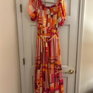 Flying Tomato Orange Red Puff Sleeve Maxi Dress